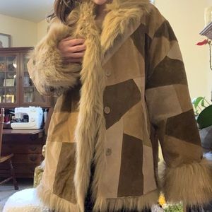 vintage patchwork leather coat